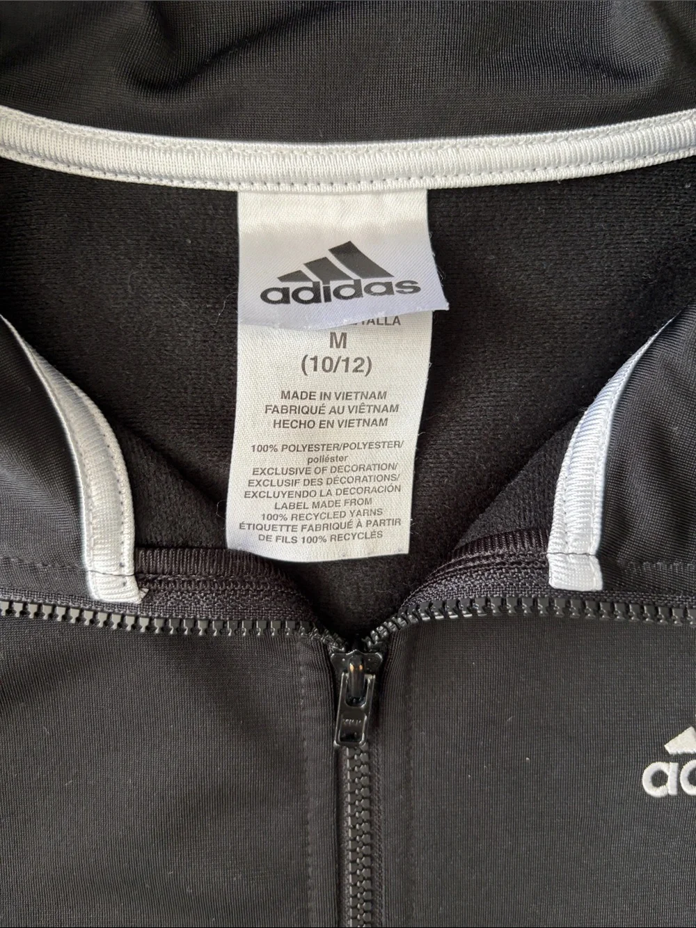 adidas Black Kids Track Jacket with White Stripe. Boy’s Size Medium 10/12